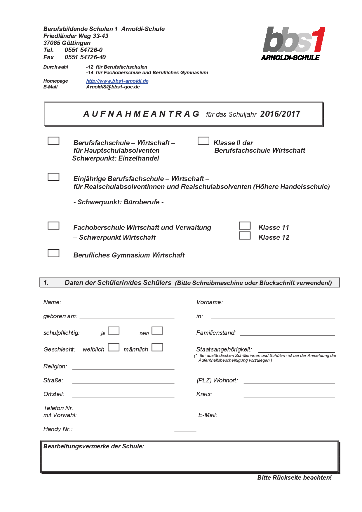 Aufnahmeantrag
