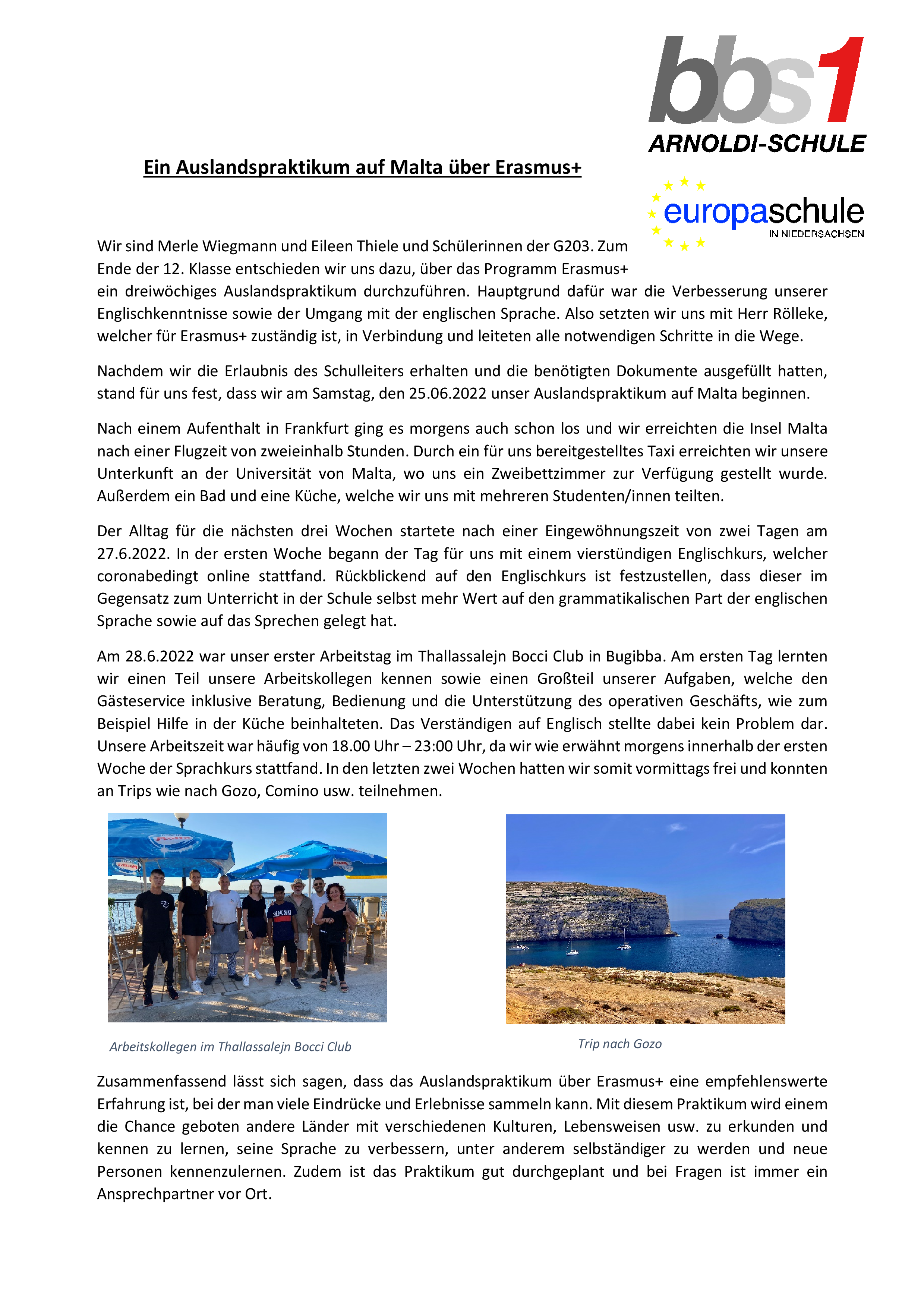 2022 09 08 Ein Auslandspraktikum auf Malta über Erasmus