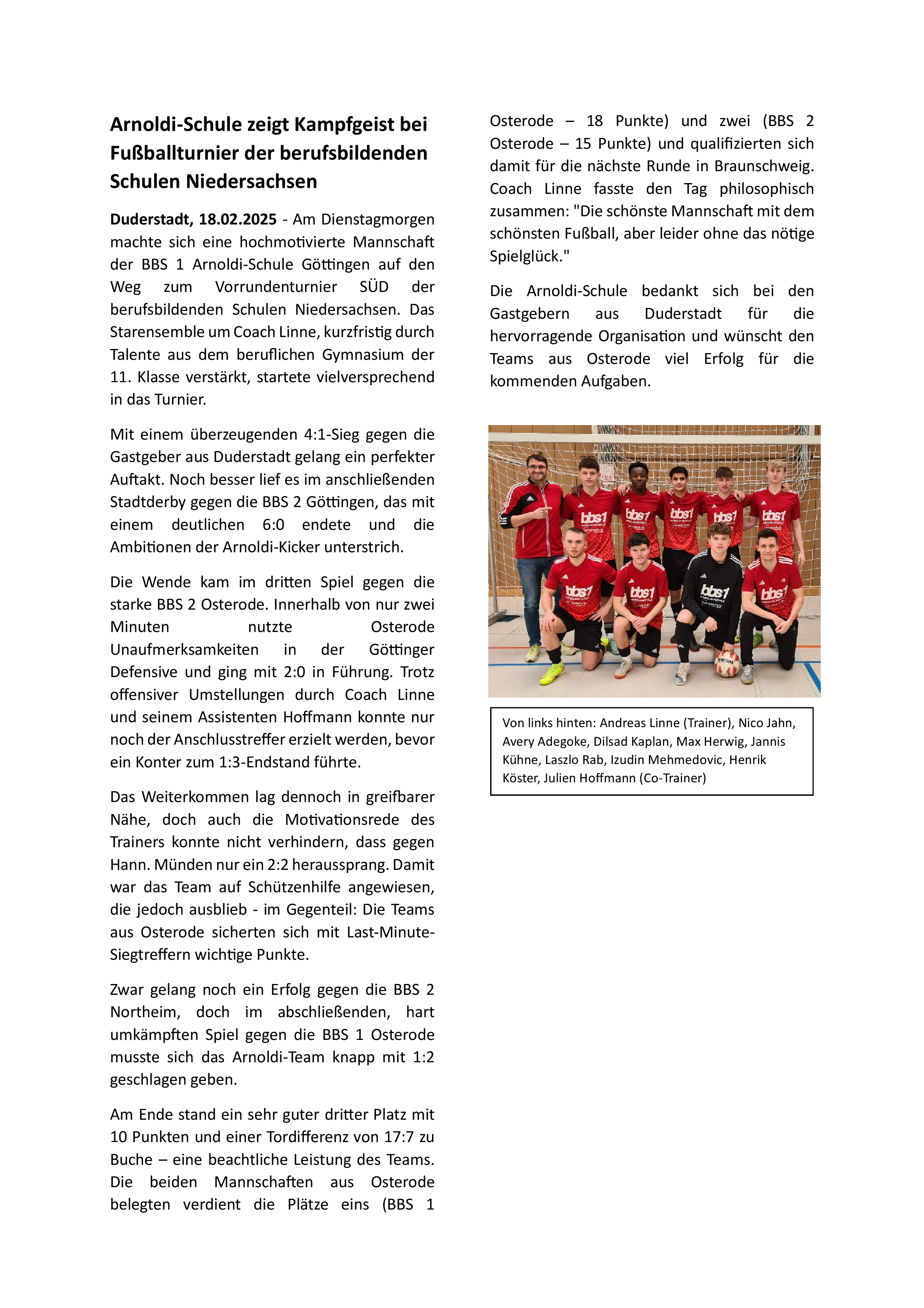 2025 02 18 Bericht Fußballturnier